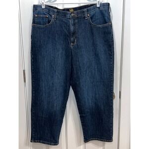 Lee Loose Fit Cropped Jeans Dark Wash Denim Casual Mens Size 42x26 1/2